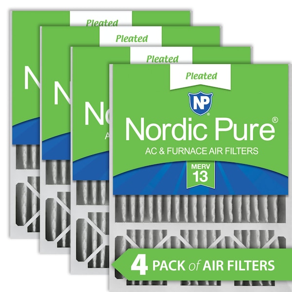 Nordic Pure 20x25x5 Pleated Air Filter, High Capacity, Electrostatically Charged Synthetic Media, MERV 13, 4 PK - 20X25X5LXREDM13-4