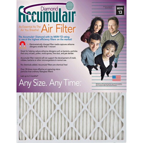 Accumulair 12x30x1 Pleated Air Filter, 4 PK - FD12X30_4