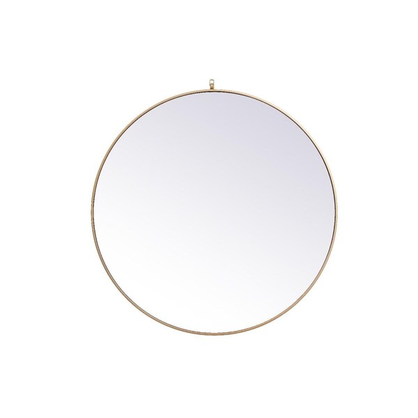 Blueprints 45 in. Metal Frame Round Mirror with Decorative Hook, Brass - BL2222502