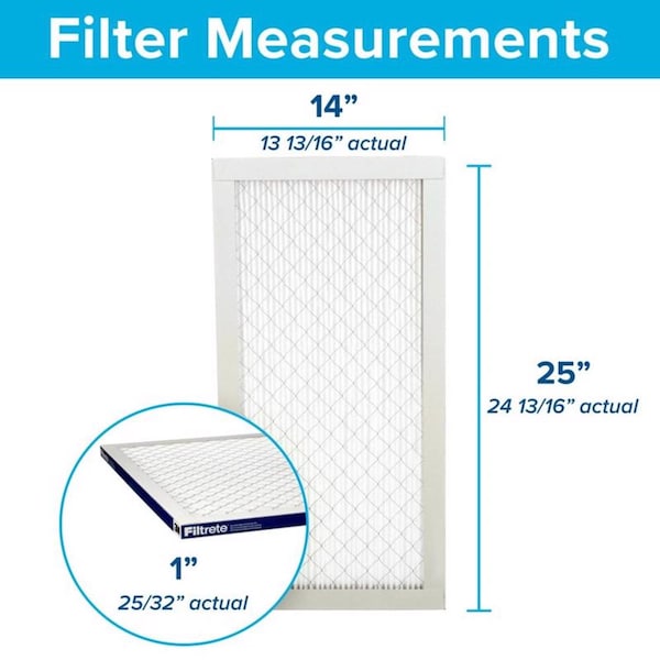 3M Filtrete 14 in. W X 25 in. H X 1 in. D Polypropylene 13 MERV Pleated Allergen Air Filter 1 pk - EA04DC-6