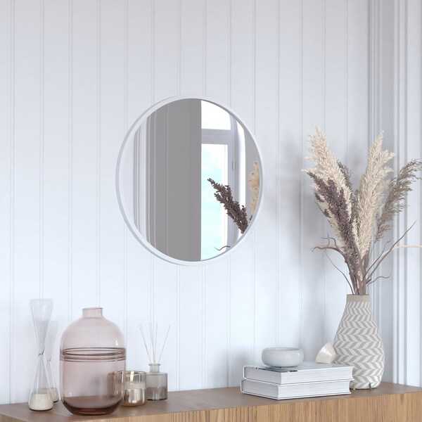 Flash Furniture 20" Round Silver Metal Framed Accent Wall Mirror - HFKHD-0GD-CRE8-991315-GG