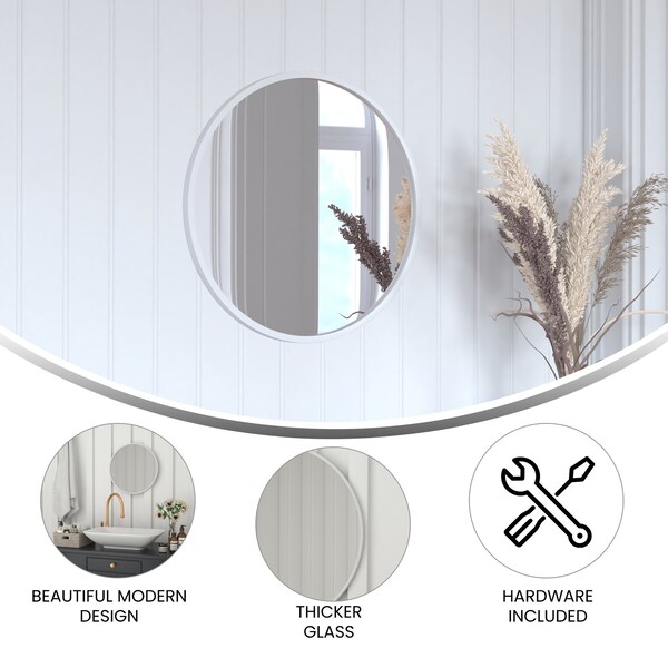 Flash Furniture 20" Round Silver Metal Framed Accent Wall Mirror - HFKHD-0GD-CRE8-991315-GG