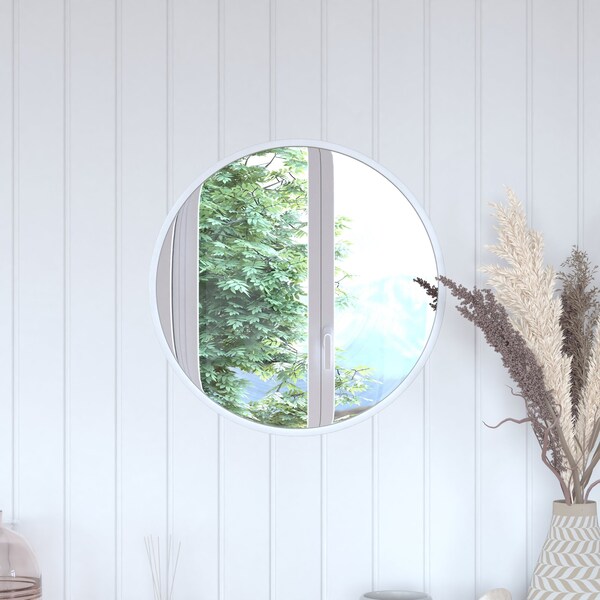 Flash Furniture 20" Round Silver Metal Framed Accent Wall Mirror - HFKHD-0GD-CRE8-991315-GG