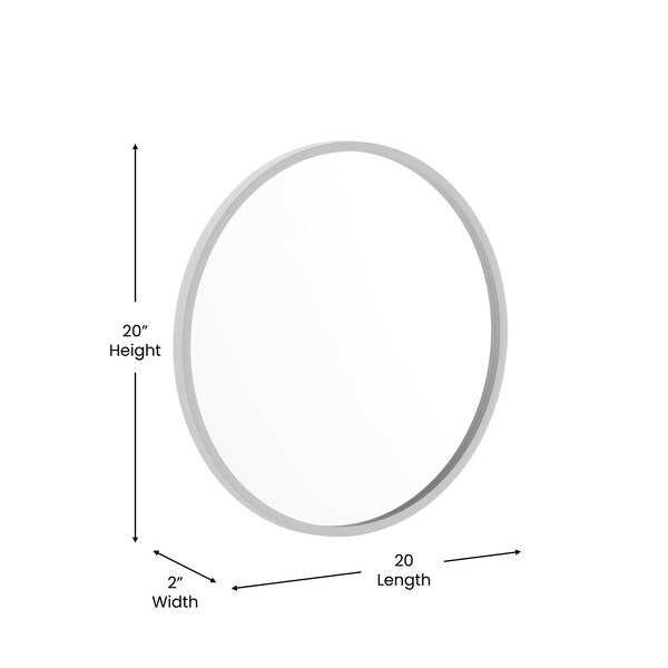Flash Furniture 20" Round Silver Metal Framed Accent Wall Mirror - HFKHD-0GD-CRE8-991315-GG