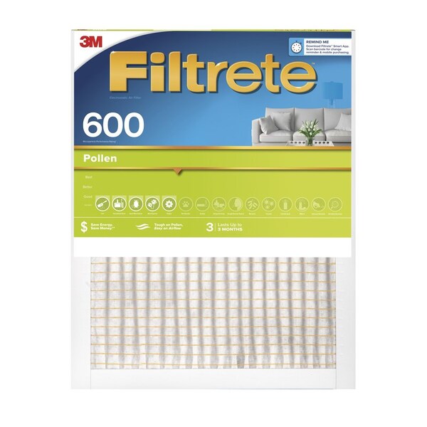 3M 15x20x1 Pollen Pleated Air Filter, MERV 7 - 9836DC-6