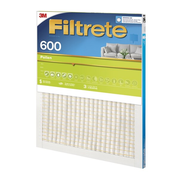 3M 15x20x1 Pollen Pleated Air Filter, MERV 7 - 9836DC-6