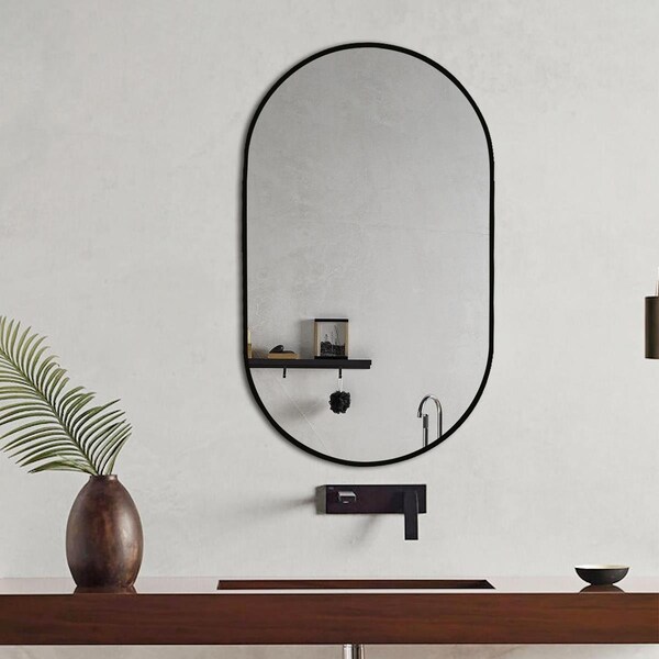 Decor Wonderland 39.5 x 23.6 in. Khristy Black Metal Framed Oval Wall Mirror - B209