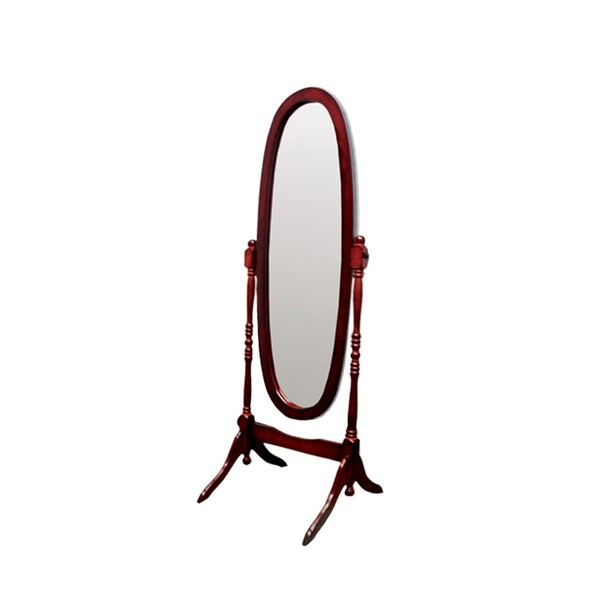 Gfancy Fixtures Classic Cherry Finish Cheval Standing Oval Mirror - GF3676796