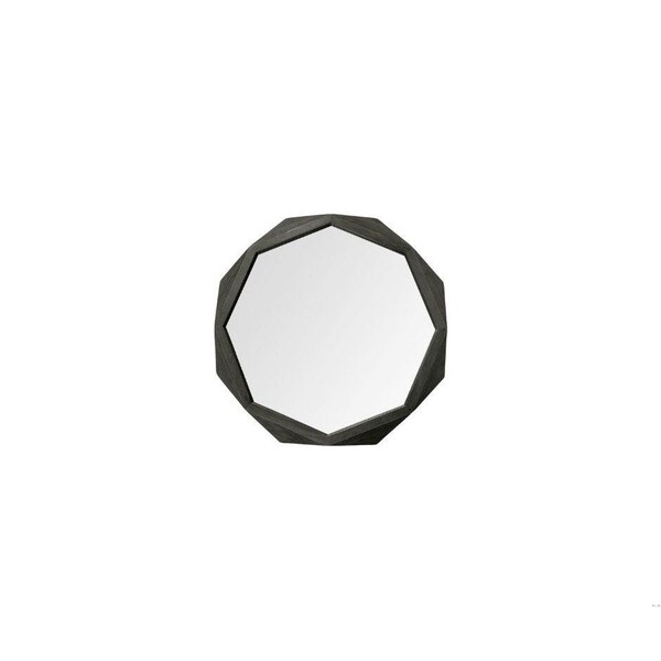 Homeroots 32 in. Octagon Black Wood Frame Wall Mirror - 376441
