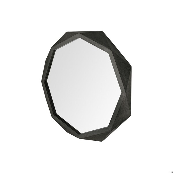 Homeroots 32 in. Octagon Black Wood Frame Wall Mirror - 376441