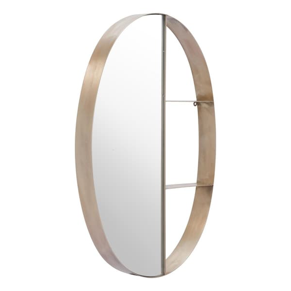Gfancy Fixtures 33.9 x 22.2 x 3.1 in. Half Mirror Half Shelf Bronze Unit - GF3665954