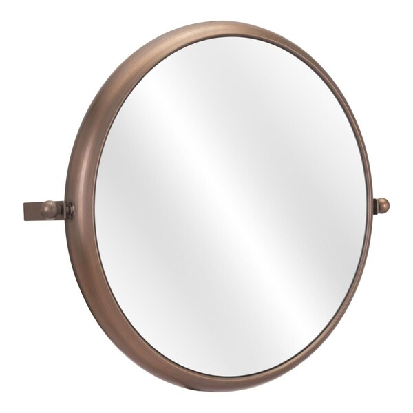 Gfancy Fixtures 20.3 x 24 x 5.3 in. Industrial Gold Round Mirror - GF3667550