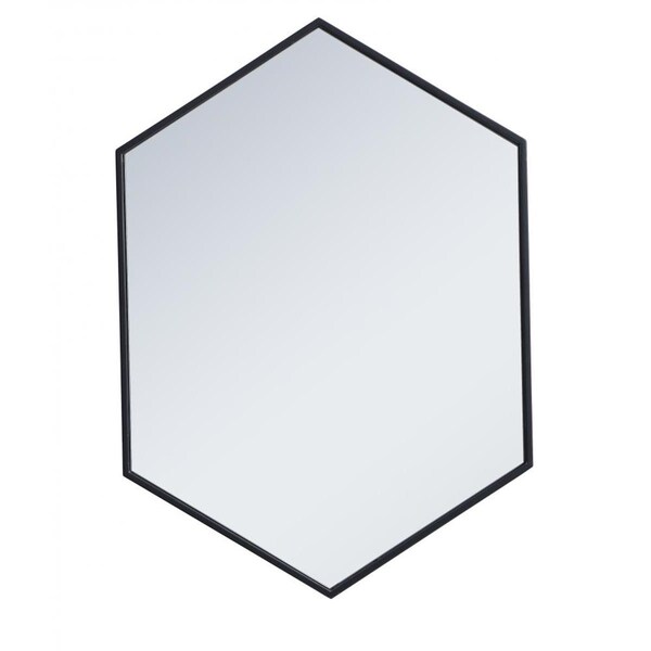 Blueprints 24 in. Metal Frame Hexagon Mirror in Black - 23.25 x 33.125 x 0.16 in. - BL2943833