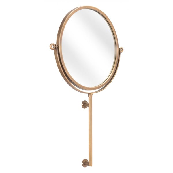 Gfancy Fixtures 30.3 x 19.3 x 2.4 in. Gold Round Wall Mount Mirror - GF3659581