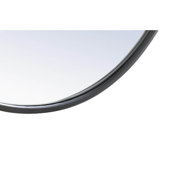 Elegant Decor Metal Frame Round Mirror With Decorative Hook 24 Inch Black Finish - MR4051BK