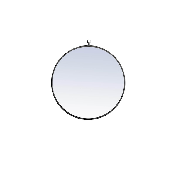 Elegant Decor Metal Frame Round Mirror With Decorative Hook 24 Inch Black Finish - MR4051BK