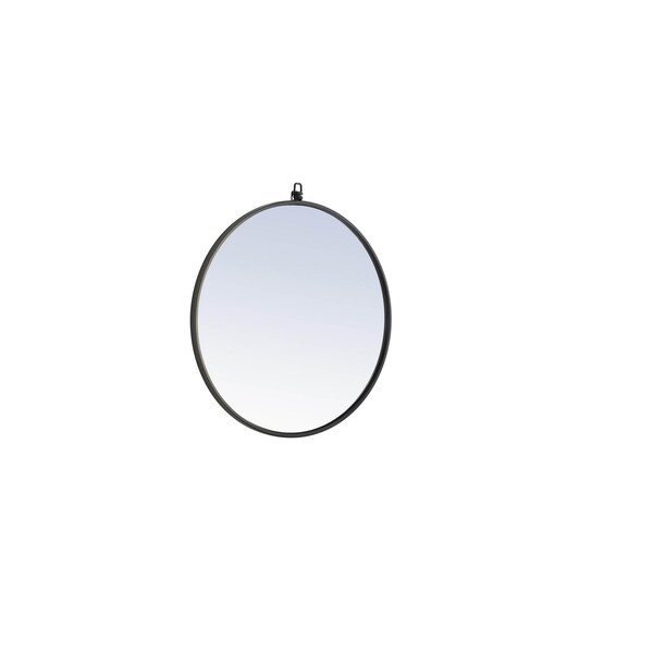 Elegant Decor Metal Frame Round Mirror With Decorative Hook 24 Inch Black Finish - MR4051BK