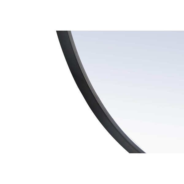 Elegant Decor Metal Frame Round Mirror With Decorative Hook 24 Inch Black Finish - MR4051BK