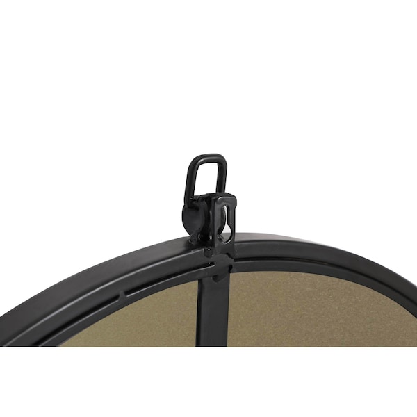Elegant Decor Metal Frame Round Mirror With Decorative Hook 24 Inch Black Finish - MR4051BK