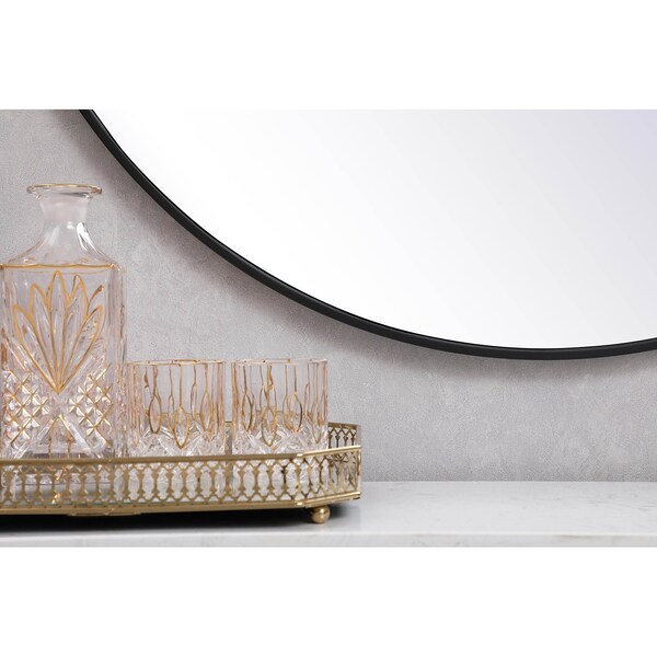 Elegant Decor Metal Frame Round Mirror 39 Inch In Black - MR4839BK