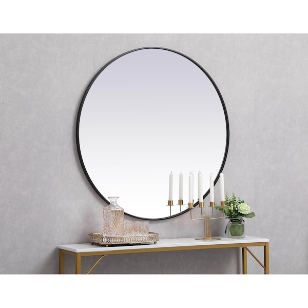 Elegant Decor Metal Frame Round Mirror 39 Inch In Black - MR4839BK