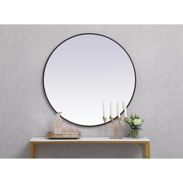 Elegant Decor Metal Frame Round Mirror 39 Inch In Black - MR4839BK