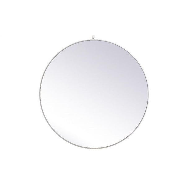 Elegant Decor 45 in. Metal Frame Round Mirror with Decorative Hook, Silver - MR4745S