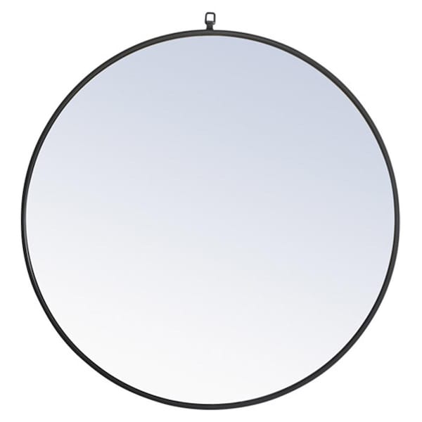Doba-Bnt 36 in. Eternity Metal Frame Round Mirror with Decorative Hook, Black - SA2222633