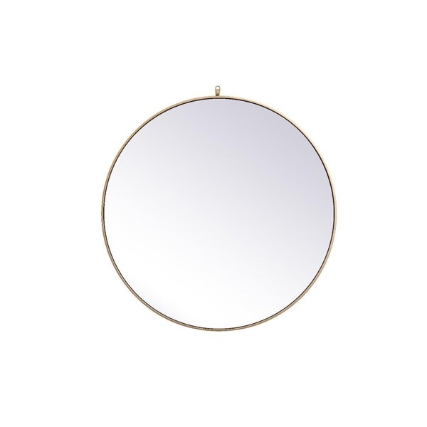 Elegant Decor 39 in. Metal Frame Round Mirror with Decorative Hook, Brass - MR4739BR