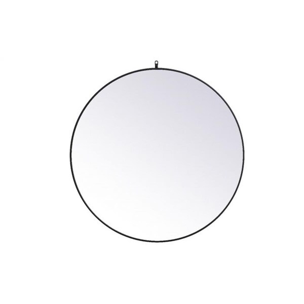 Blueprints 45 in. Metal Frame Round Mirror with Decorative Hook, Black - BL2222501