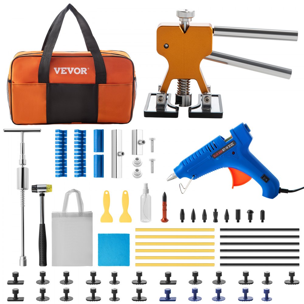 VEVOR Dent Puller Kit, 53 PCS Paintless Dent Repair Tool, Golden Lifter Puller Car Dent Repair Kit, Glue Puller Tabs Dent Puller Kit for Auto Dent Removal, Minor Dents, Door Dings and Hail Damage - QCAHXFQ53110V8HR1V1