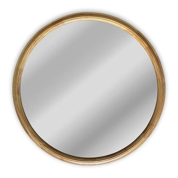 Procomfort 36 in. Reflection Contemporary Wood Finish Round Framed Wall Mirror, Maple - PR2542775