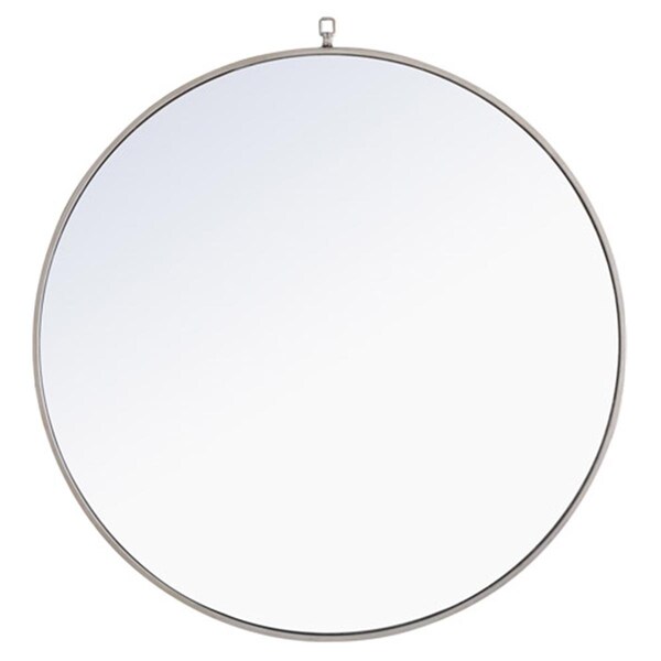 Doba-Bnt 36 in. Eternity Metal Frame Round Mirror with Decorative Hook, Silver - SA2222634