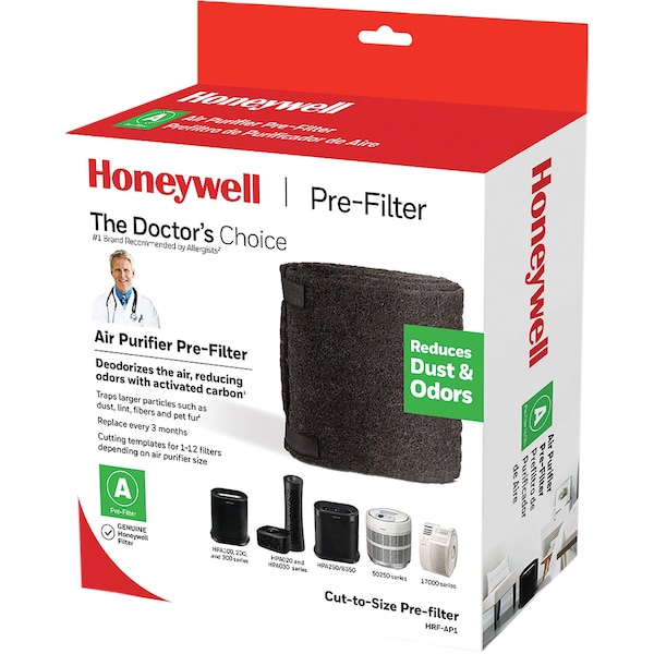 Honeywell Air Purifier Pre-Filter, Cut-to-Size, 15-1/2"x1/10"x47", BK - HWLHRFAP1V1