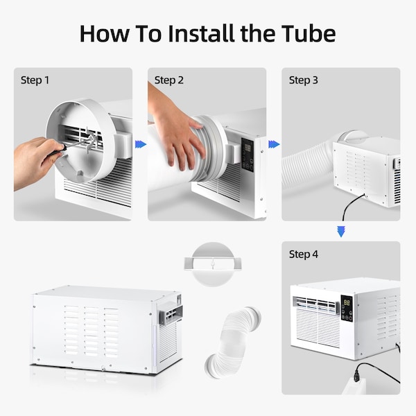 Edendirect 2,500 BTU Portable Air Conditioner Cools 45 sq.ft. with Dehumidifier and Remote in White - IR-A01