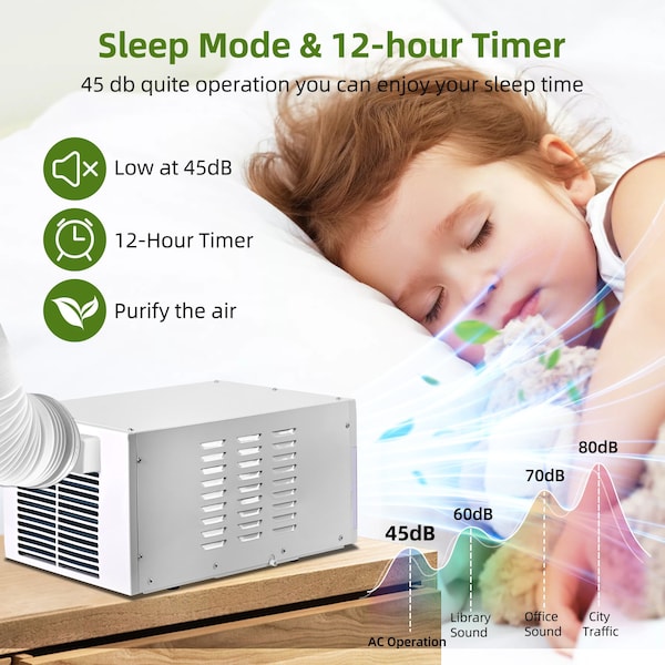 Edendirect 2,500 BTU Portable Air Conditioner Cools 45 sq.ft. with Dehumidifier and Remote in White - IR-A01