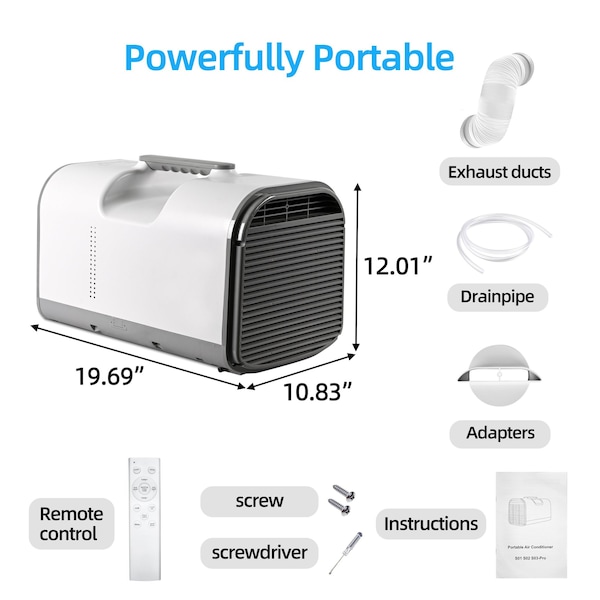Edendirect 4,500 BTU Portable Air Conditioner Cools 150 Sq. Ft. in White with Remote Control  Multi Scene Use - IR-S02