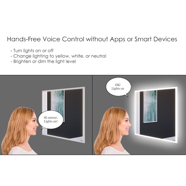 Castello Usa Smart Lisa 36 x 30 LED Smart Mirror with Voice Commands - CB-SM430-36-30