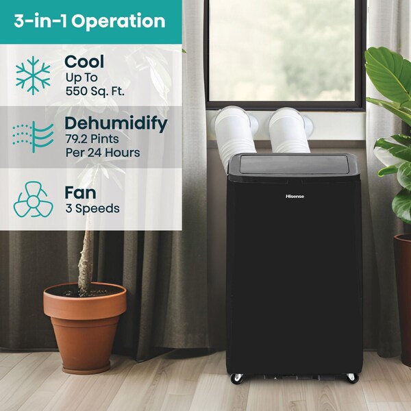 Hisense 10,000 BTU Smart Portable Inverter Air Conditioner with Wi-fi and Remote Control - AHP1022TW1GD