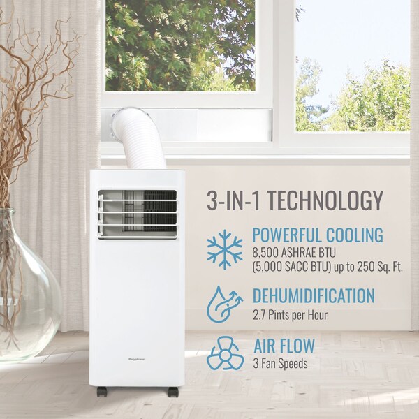 Keystone 8,500 BTU ASHRAE/5,000 BTU DOE Portable Air Conditioner with Remote - KSTAP051PA