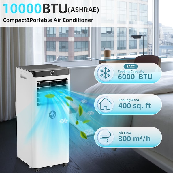 Edendirect Air cools 10,000 BTU DOE Portable Air Conditioner Cools 400 Sq. Ft. with Dehumidifier, Remote - ED-KY-10K07B