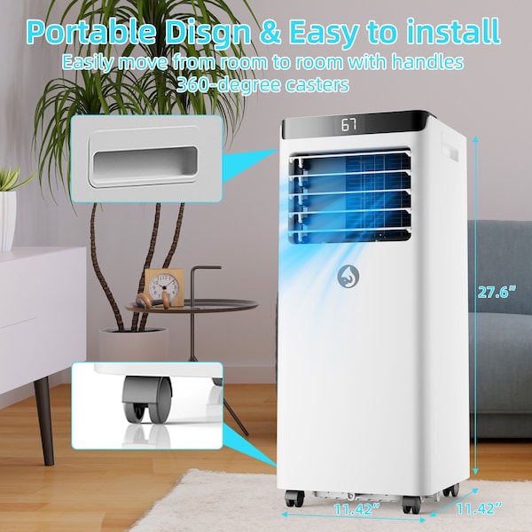Edendirect Air cools 10,000 BTU DOE Portable Air Conditioner Cools 400 Sq. Ft. with Dehumidifier, Remote - ED-KY-10K07B