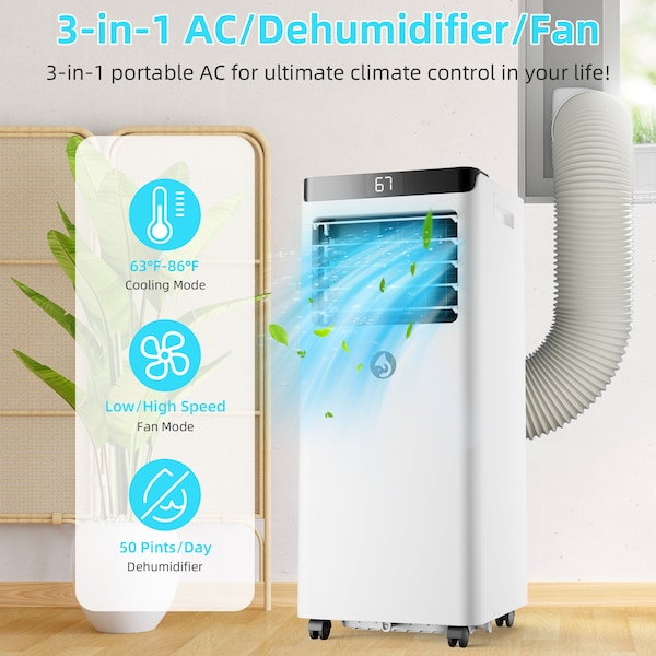 Edendirect Air cools 10,000 BTU DOE Portable Air Conditioner Cools 400 Sq. Ft. with Dehumidifier, Remote - ED-KY-10K07B