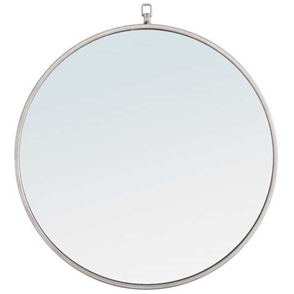 Elegant Lighting Elegant Lighting  24 in. Eternity Metal Frame Round Mirror with Decorative Hook, Silver - MR4053S