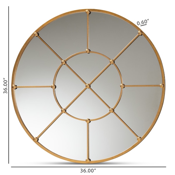 Baxton Studio Ohara Modern and Contemporary Gold Finished Metal Accent Wall Mirror - 189-11898-ZORO