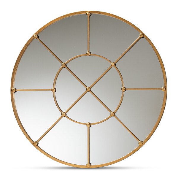 Baxton Studio Ohara Modern and Contemporary Gold Finished Metal Accent Wall Mirror - 189-11898-ZORO