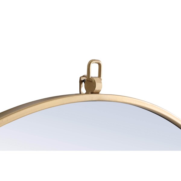 Elegant Decor Metal Frame Round Mirror With Decorative Hook 48 Inch Brass Finish - MR4068BR
