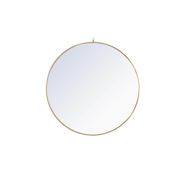 Elegant Decor Metal Frame Round Mirror With Decorative Hook 48 Inch Brass Finish - MR4068BR