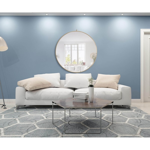 Elegant Decor Metal Frame Round Mirror With Decorative Hook 48 Inch Brass Finish - MR4068BR