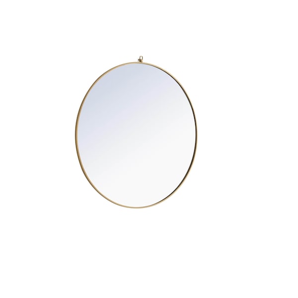 Elegant Decor Metal Frame Round Mirror With Decorative Hook 48 Inch Brass Finish - MR4068BR